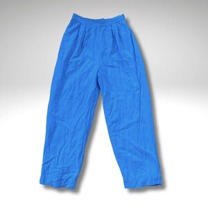 VTG Sarah Elizabeth Petite Capri Blue Linen Blend Women's Casual Pleated Pants 6